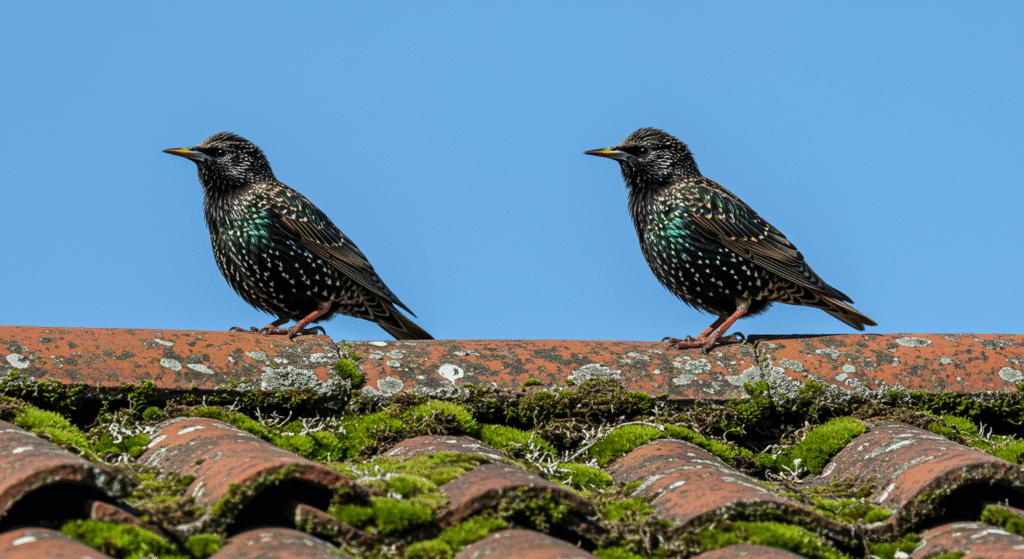 Starling on Mossy Roof